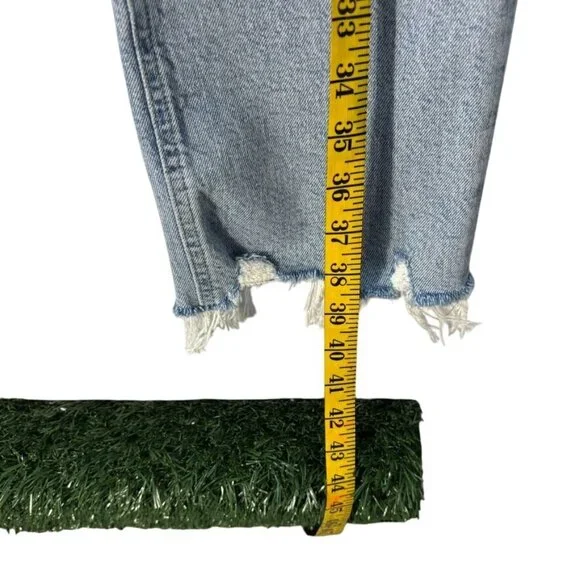 Agolde Merrel Womens Light Wash Distressed Frayed Hem High-Rise Jeans Size 30 - Picture 7 of 12